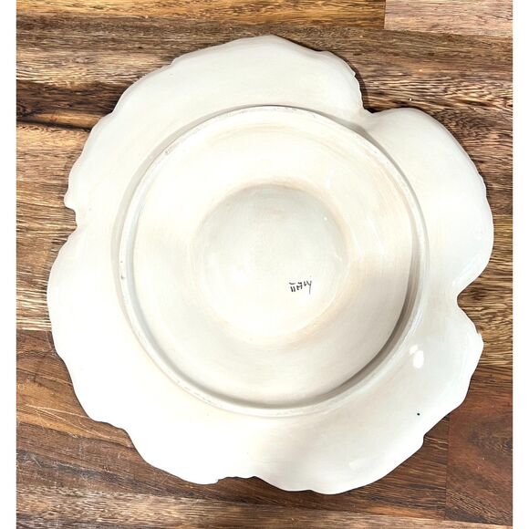 Vintage Italian White Ceramic Flower Chip&Dip/Artichoke Platter Italy Marked 10" - Picture 3 of 3